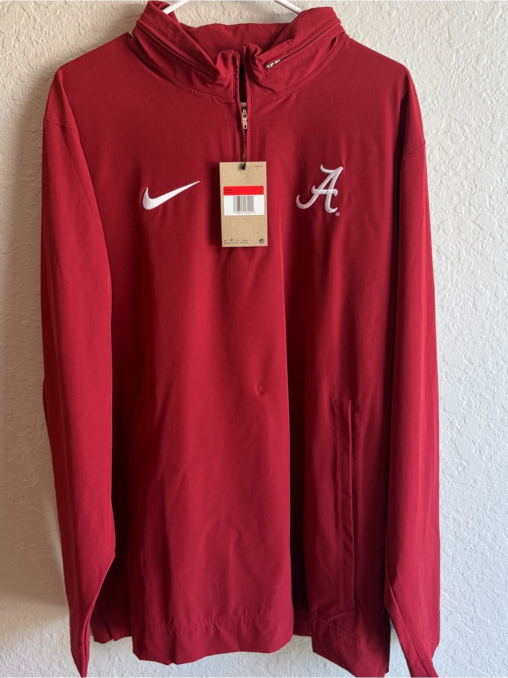 Alabama Crimson Tide Nike Sideline 1/4 Zip Hooded Jacket - Men’s Large NWT